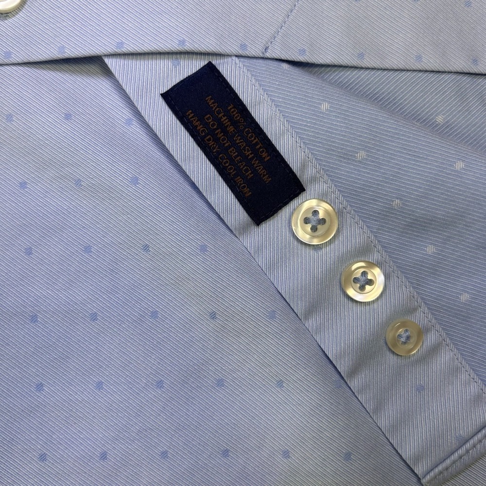 David Donahue Dress Shirt Button Up 100% Cotton Light Blue Mens 16, 32/33 - Picture 5 of 12